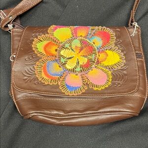 Brown Embroidered Women's Bag